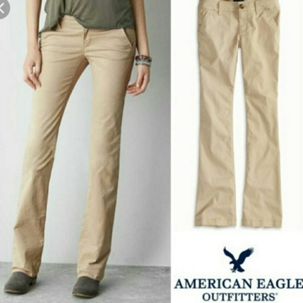 American Eagle Kick Boot Khaki Pants Size 6 L